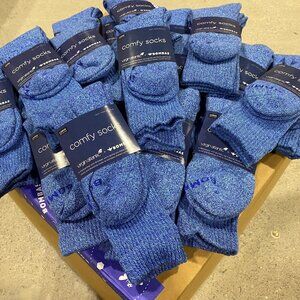 [48 Pairs] BNWT BOMBAS x Virgin Atlantic Blue Solid Calf Socks LARGE